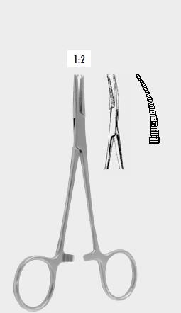 Мікрозатискач ХОЛСТЕДА (HALSTED) типу «москіт» 1х2 зубці, вигнутий, 12,0 см (cm)